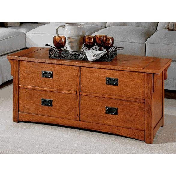 Mission Craftsman Oak Coffee Table Chest Trunk